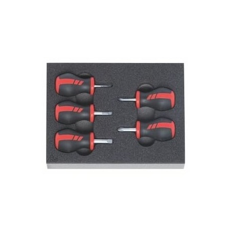 Holex Set of 5 Stubby Phillips and Slotted Screwdrivers Set in Foam 953307 5